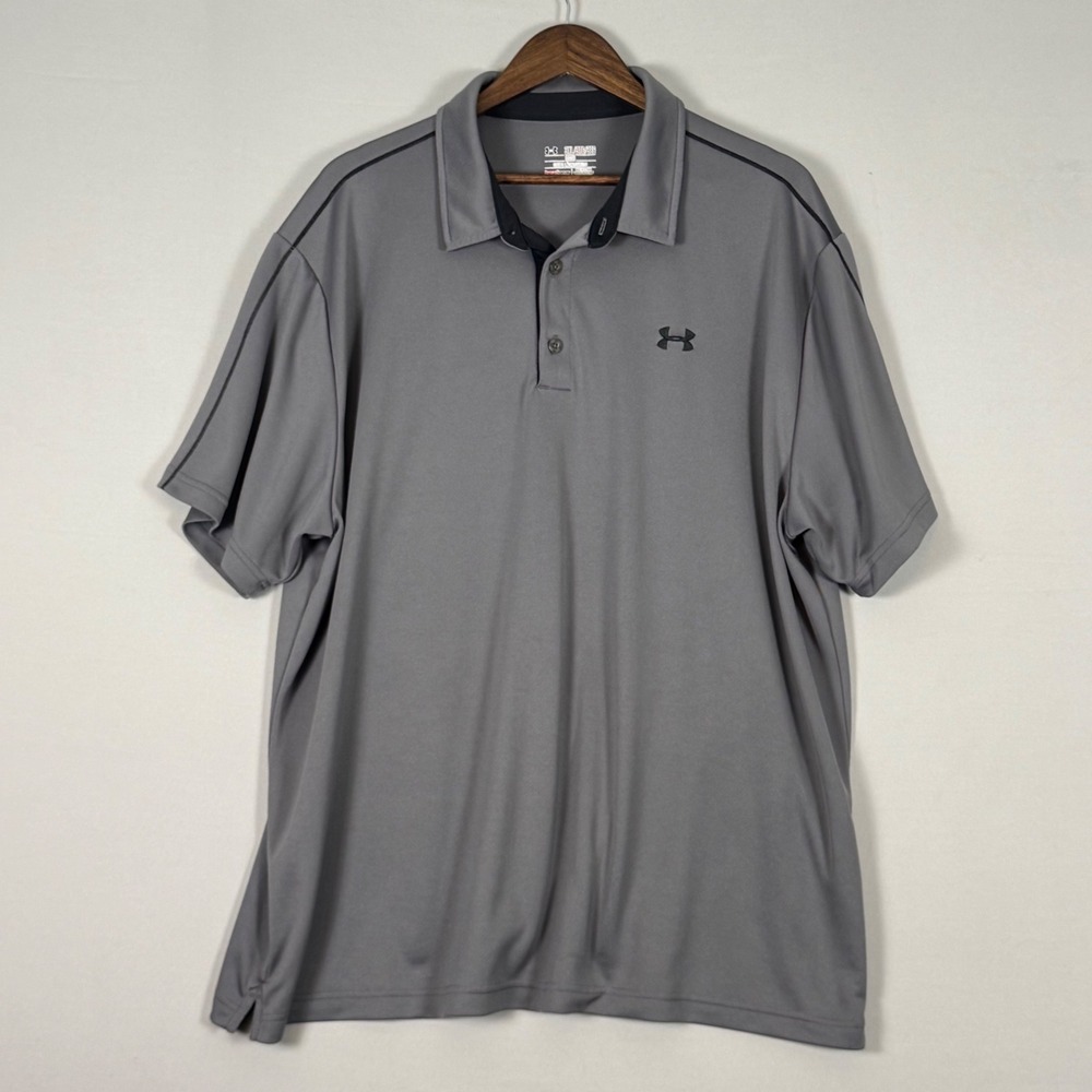 Under Armour Polo Shirt Men 3XL Gray NWOT HeatGear Loose Fit Short Sleeve Logo